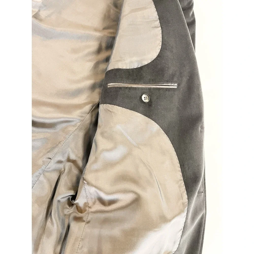 Vintage Y2K Murano Brown Velvet Blazer Sport Coat Jacket Epaulets Mens Large‎ L